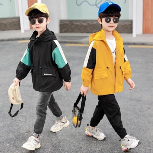 Yellow Black Spring Autumn Boy Coat Jackets Overcoat Top Kids Teenage Gift Children Clothes Gift Formal School High Quality