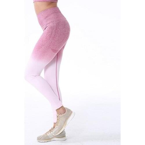 New Yoga Pants High elastic gradient color Women Leggings Sports Pants Running Trousers Tights Gym Training Femme Fitness Wear