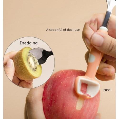 Baby Double Head Fruit Mushroom Scraper Scoop Forks Dredger Spoon Feeding Spoon Stainless Steel Childrens Spoon Tableware