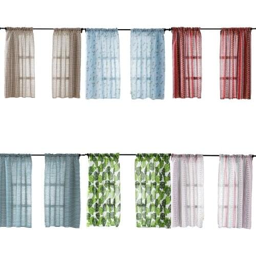 Lychee Short Kitchen Curtains Lattice Printed Window Tulle Curtains Shade Curtains for Living Room