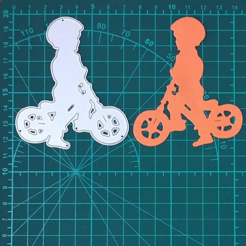 Boy Ride Bicycle Christmas Metal Cutting Dies For Stamps Scrapbooking Stencils DIY Paper Album Cards Decor Embossing 2020 New