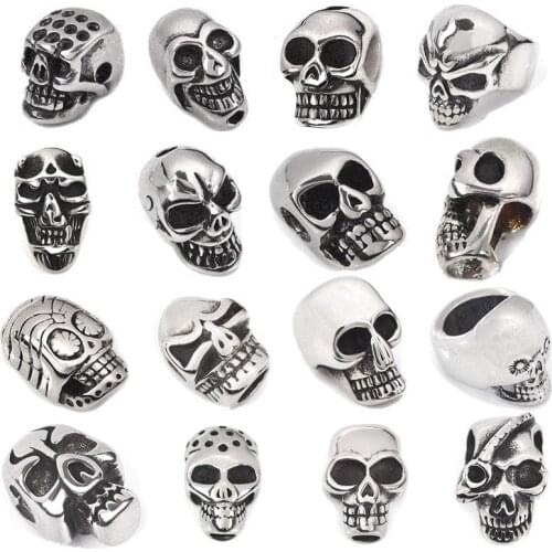 5pcs European Halloween Metal Skull Spacer Beads Hole 2/4/5/6/7/8/9mm For Charm Diy Bracelet Necklace Jewelry Making Accessories
