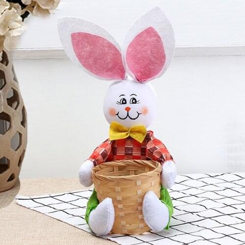 Mini Easter Basket For Candy Storage Cartoon Rabbit Bunny Basket Portable Food Storage Bag Easter Party Supplies Home Decoration