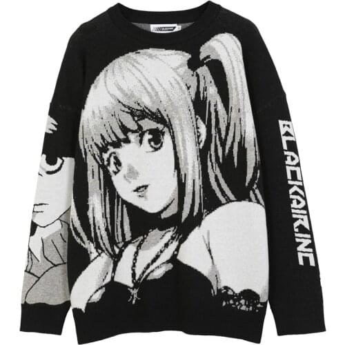 Mens Hip Hop Streetwear Harajuku Sweater Vintage Retro Japanese Style Anime Girl Knitted Sweater 2021 Autumn Cotton Pullover