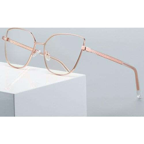 New Anti Blue Light Computer Reading Glasses Women Big Frame Cat Eye Metal Frame Reading Eyeglasses