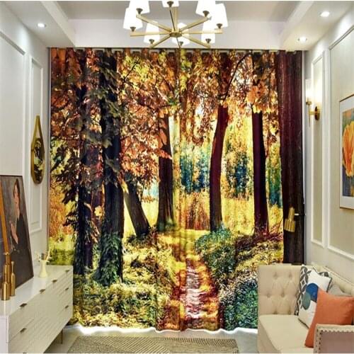 New curtom gold forest curtains windproof thickening blackout fabric personality curtains