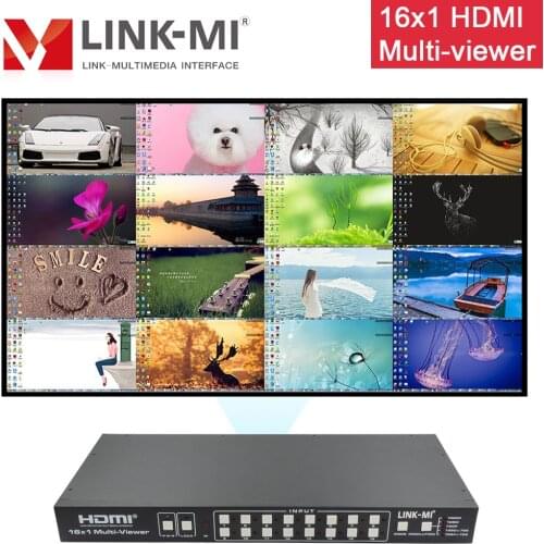 LINK-MI 16x1 HDMI Seamless Switch 16 Channels Multiviewer Support Scaler Multiple Output Resolution with Buttons, RS232 Control