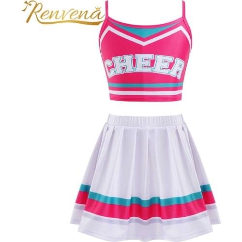 Girls Cheerleading Costume Dress Kids Clothes Sets Tops with Pleated Mini Skirt for Dacning Competition Cheerleading Uniform
