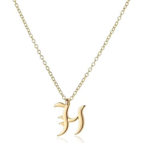 Gift Cursive English letter H name Sign Personality pendant chain necklace alphabet Initial sign friend family necklace jewelry