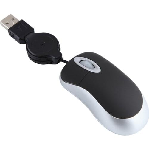 Mini Retractable Cable Wired USB Optical Mouse -Great for Kids & Travel for Apple Mac HP Dell Lenovo Thinkpad Sony Asus Acer