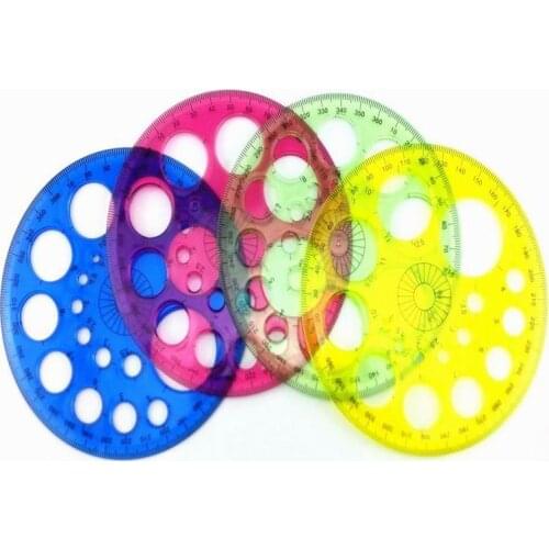 QONE 500 Pieces 360 Degree Protractor All Round Ruler Circle Template School Drafting Supplies Random colour