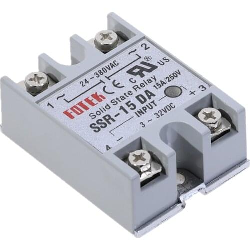 1pcs SSR-15DA 15A Solid State Relay Module 3-32V DC Input 24-380VAC