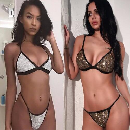 Sexy Womens Silver Dancewear Bikini Costume Stage Show Performance Clothing Nightclub Bra Thongs Outfit Dancing Singer DNV10021