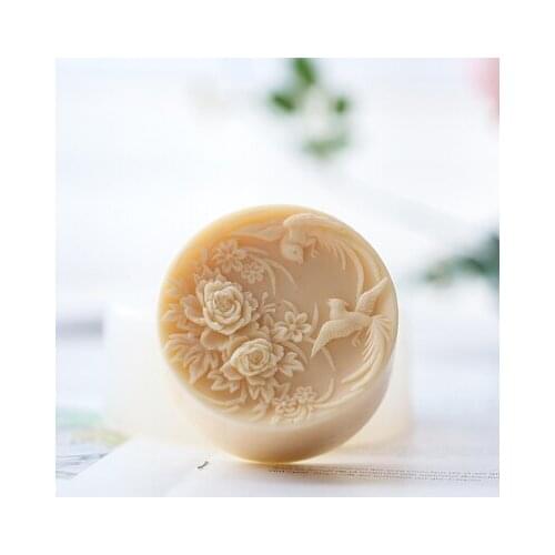 PRZY Silicone Flower Soap Silicone Mold Handmade Mold Soap Making Moulds Resin Clay Molds Phoenix Flies in The Peony Flowers