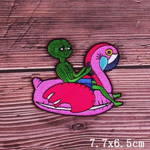 Cartoon Alien Patch Applique Badge Iron On Patches Space Patch Embroidery Patches For Clothing Jacket Bag Hippie Accessories DIY
