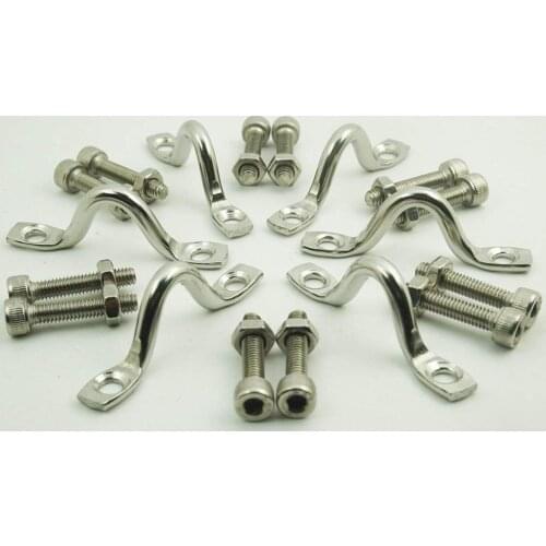 (Pack of 6)Stainless Steel Deck Loop, Pad Eye, Tie Down 3/8" Opening for Kayaks and Canoes. Kayak Deck Loops, Tie Down Anchor Po