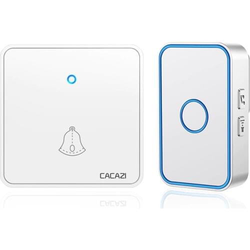 CACAZI Intelligent Wireless Doorbell 60 Chimes 5 Volume 0-110 dB Waterproof Home Cordless Flash Door Ring Bell US EU UK Plug
