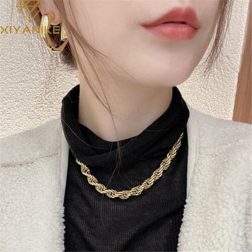 XIYANIKE 925 Sterling Silver Coarse Twist Hollow Ferrule Necklace For Women Fashion Simple Jewelry Party Adjustable Wholesale