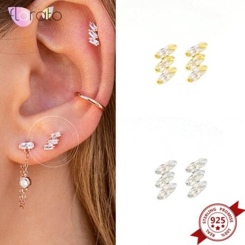 925 Sterling Silver Ear Needle Crystal Stud Earrings for Women Simple CZ Earrings Fashion Wedding Jewelry Female Jewelry