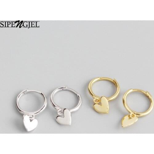 SIPENGJEL Sweet Love Heart Hoop Earrings For Women Hot Sell Cute Lovely Romantic Couple Earrings Jewelry Gift 2021 wholesale