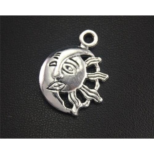 10pcs Silver Color sun moon Charms Pendants for Jewelry Making DIY Handmade Craft 20X27mm A2016