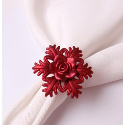 12pcs New Christmas blue snowflake napkin buckle red napkin ring