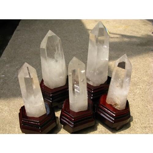 5 natural clear quartz crystal point healing +stand