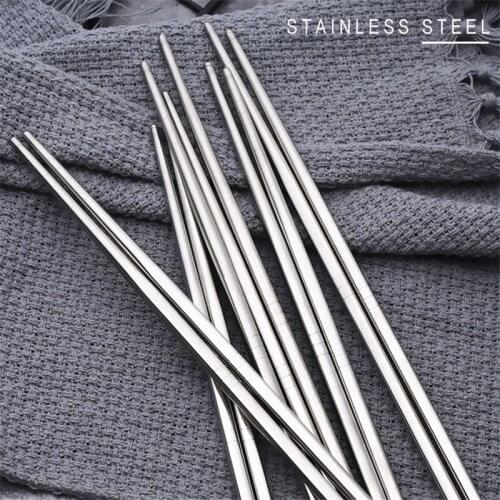 5 Pairs Chinese Metal Chopsticks Non-slip Stainless Steel Chop Sticks Set Reusable Food Sticks Sushi Hashi Baguette Chop Sticks