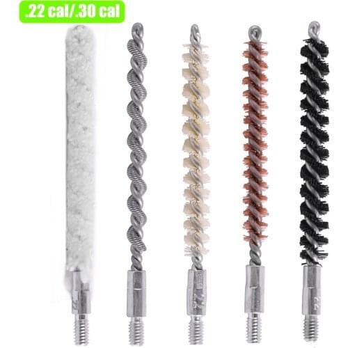 5Pcs/set Gun Barrel Cleaning Rod Brush Head Kit for .22cal 5.56mm .30cal 7.62mm Rifle Pistol Gun Cleaning Tools Hunting
