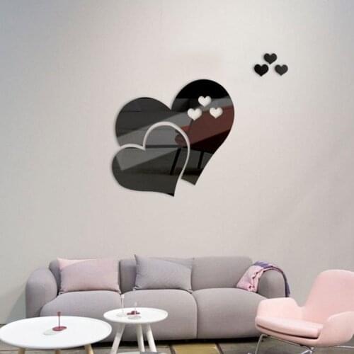 5PCS heart-shaped mirror stickers Halloween Christmas atmosphere stickers home decoration mirror wall stickers