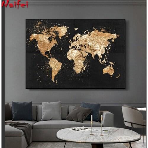 Abstract World Map diamond Painting Retro full diamond embroidery Modern Wall Art Picture for Living Room Study Home Decor