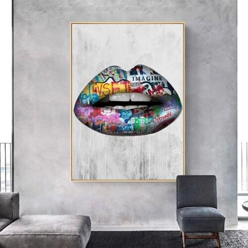 Abstract Sexy Lips Wall Art Paintings Print On Canvas Posters And Prints Graffiti Art Canvas Prints Pop Art Pictures Home Decor