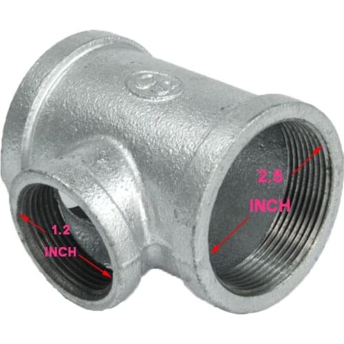 2.5*1.2*2.5/2*1.2*2/1.5*1.2*1.5/1.2*1.2*1.2inch T connector used between air ring blower/vacuum pump and relief valve