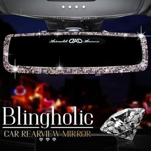 Blingholic Car Rearview Mirror High-end fashion ladies car diamond rearview mirror protective cover pendant cover car interior