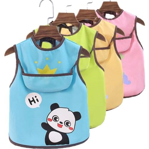 Baby Toddler Long Sleeve Scarf Waterproof Art Smock Feeding Bib Apron Pocket Infant Boys and Girls Burp Cloth Banana Bibs