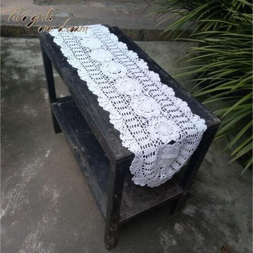 TWO GIRLS Cotton Crocheted Tablecloth Handmade Table Runner For Home Coffee Shop Table Decoration 1PCS/lot