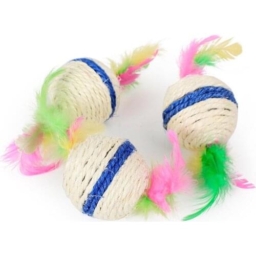 Double-headed Feather Cat Catch Ball Interactive Toy, Colorful Creative Feather And Ball Pet Gift, Funny Cat Ball Teeth Cleaning