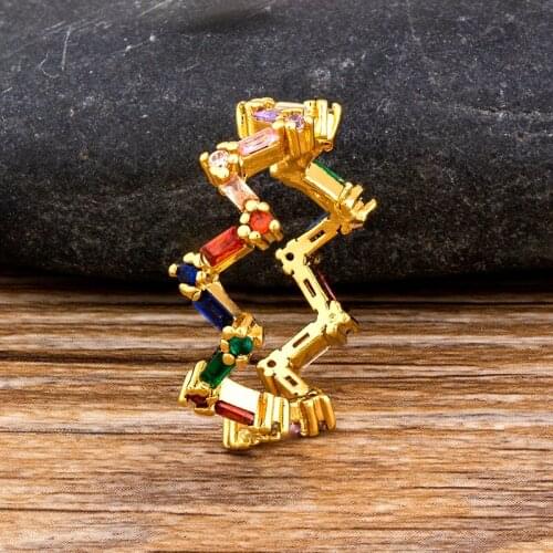 Classic Crown Copper CZ Rainbow Wedding Engagement Ring Inlay Colored Rhinestone Party Gift Charm Couple Jewelry Accessories