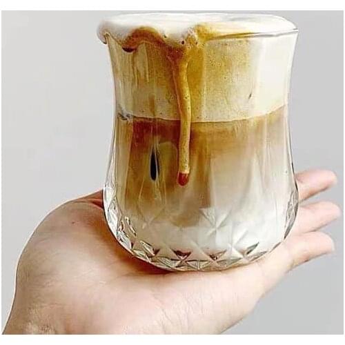 Latte Coffee Fancy coffee cup Retro glass High beauty lemon cup