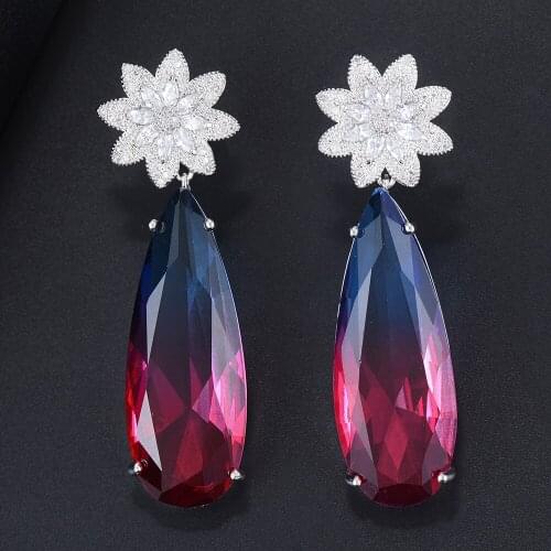 LARRAURI Brand Fashion Jewelry Luxury Water Drop Flower Dangle Earrings For Women Wedding Mirco Cubic Zirconia Dubai Earring