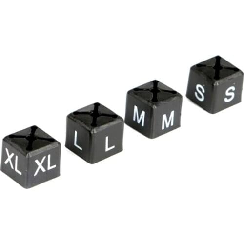 S M L XL Size Marker Black Cube For Coat Hangers Garment Size Number Signage Ring