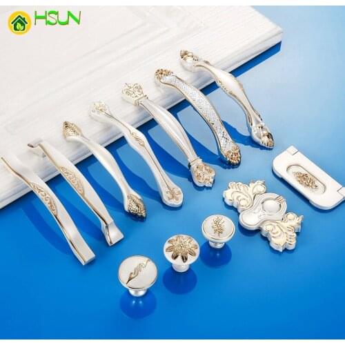 2 pcs Furniture Knobs European Cabinet Handles porcelain knobs Drawer Pulls Silver Door Handles