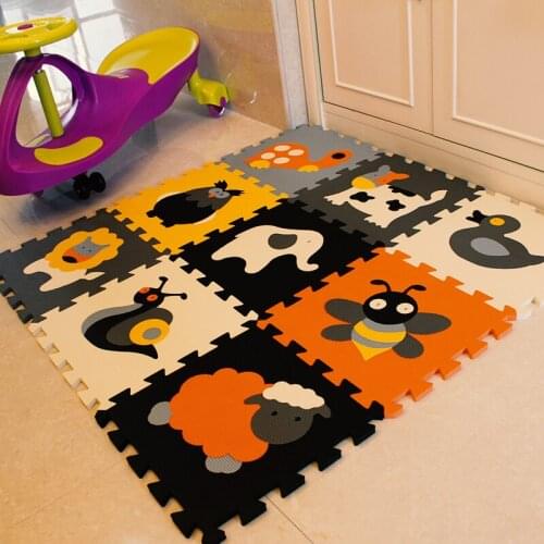 MeiQicool 9pcs/set EVA Foam Play Mat Baby Puzzle Floor Mats Carpet Pad Toys For Children Environmental animal pattern