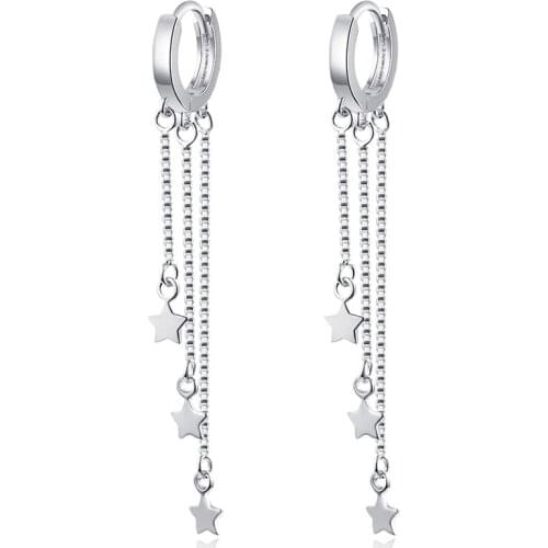 Fashion Elegant Long Chain Stars Charms Pendant Tassel Earrings for Women Korean Simple Gold Silver Color Drop Earring Jewelry