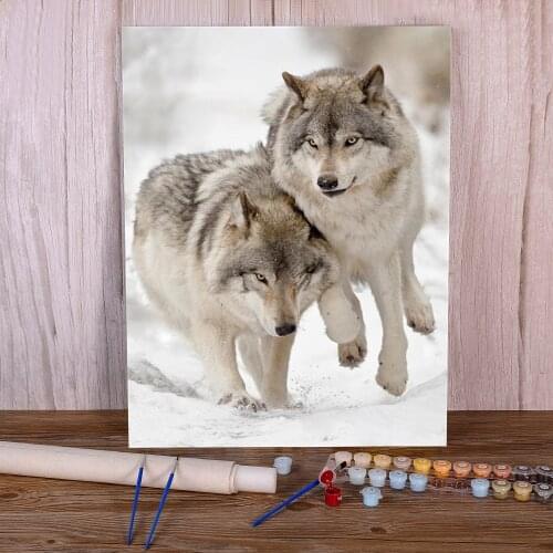 Wolf Animals Winter Painting By Numbers Kit Oil Paints 40*50 Oil Painting Wall Paintings For Adults Wholesale For Handiwork