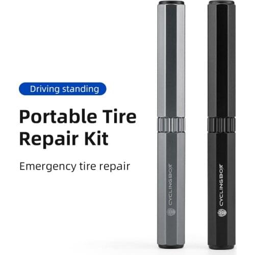 Potable Tire Repair Kits Mountain Bike Vacuum Tire Patching Set Aluminum Alloy Bicycle Tyre Drills Puncture Rubber Strip Tools