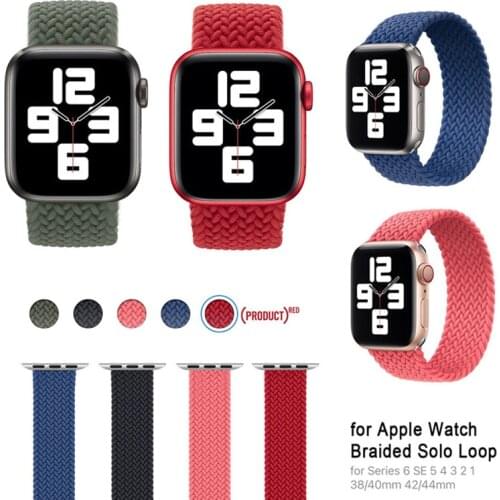Nylon Braid Band For Apple Watch Series 6 SE 44mm 42mm Strap For Apple Watch 6 5 4 3 Solo Loop Straps For iWatch