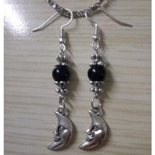 New Hot ! Multicolor beads Lovely Smile Moon Charm Drape Earrings DIY Fashion Jewelry Gift For Woman