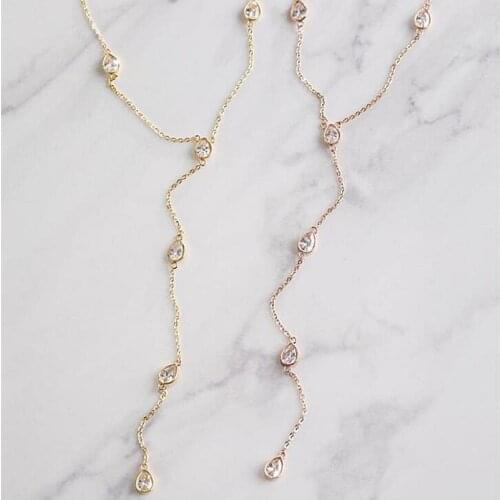 Mavis Hare Teardrop Necklace features ten teardrop-shaped and a dainty chain & zircon Water Drop Charms as Xmas Gift