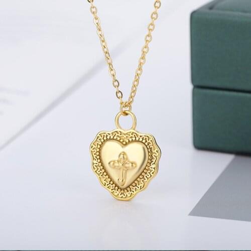 Heart Necklaces For Women Stainless Steel Gold Cross Heart Choker Pendant Necklace Boho Jewelry Gift Bijoux Femme